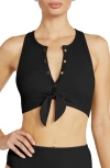 Robin Piccone Amy Racerback Bikini Top In Black