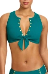 Robin Piccone Amy Racerback Bikini Top In Blue