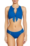 Robin Piccone Amy Racerback Bikini Top In Delphinium