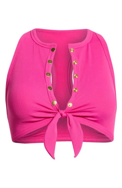 Robin Piccone Amy Racerback Bikini Top In Pink