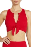 Robin Piccone Amy Racerback Bikini Top In Rhubarb