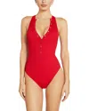 Robin Piccone Amy Ribbed Swimsuit In Rhubarb