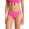 Robin Piccone Amy Side Tab Bikini Bottoms In Pink