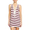 Robin Piccone Amy Stripe Cover-up Tunic In Navy-red
