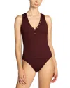 Robin Piccone Amy Ribbed One-piece Swimsuit In Red