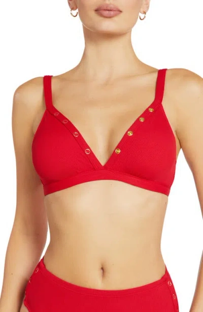 Robin Piccone Amy Triangle Bikini Top In Rhubarb