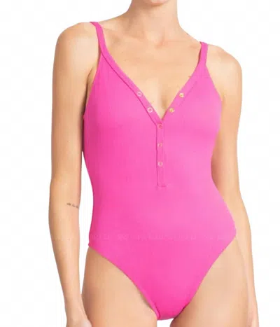 Robin Piccone Amy V-neck One Piece In Rosy In Pink