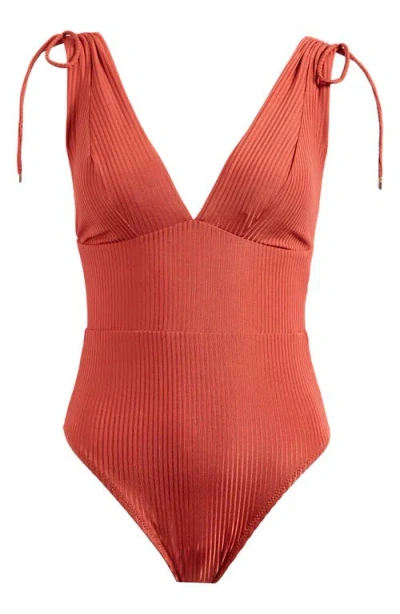 Robin Piccone Angela Plunge One-piece Swimsuit In Spice