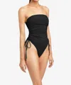 Robin Piccone Aubrey Strapless Cinched One-piece Swimsuit In Black