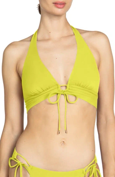 Robin Piccone Aubrey Halter Top In Honeydew