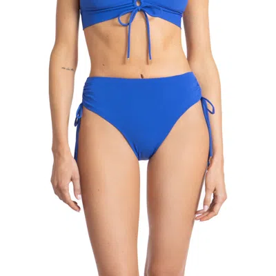 Robin Piccone Aubrey Ruched High Waist Bikini Bottoms In Black