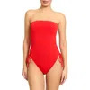 Robin Piccone Aubrey Strapless Cinched One-piece Swimsuit In Red