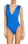 Robin Piccone Aubrey V-neck One-piece Swimsuit In Purple