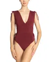 Robin Piccone Aubrey V-neck One-piece Swimsuit In Red