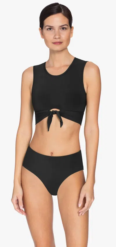 Robin Piccone Ava High Waist Bikini Bottom In Black