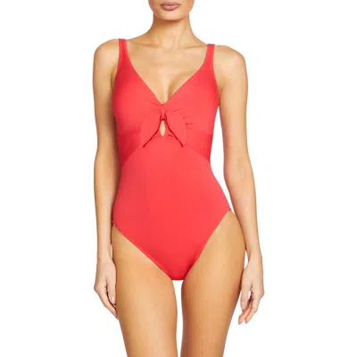 Robin Piccone Ava Knit One-piece Swimsuit In Pink