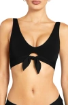 Robin Piccone Ava Knot Front Bikini Top In Black