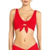 Robin Piccone Ava Knot Front Bikini Top In Red