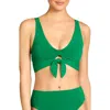 Robin Piccone Ava Knot Front Bikini Top In Green