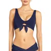 Robin Piccone Ava Knot Front Bikini Top In Navy