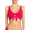 Robin Piccone Ava Knot Front Bikini Top In Pink