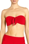Robin Piccone Ava Knot Front Strapless Bikini Top In Fiery Red