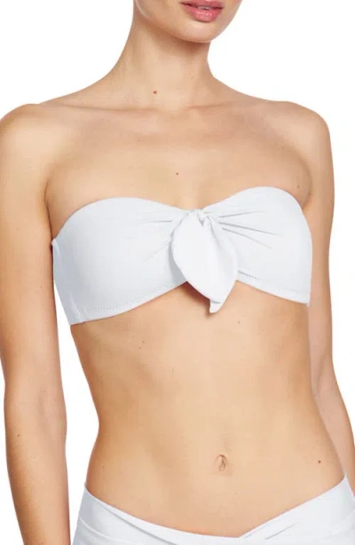 Robin Piccone Ava Knot Front Strapless Bikini Top In White