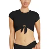 Robin Piccone Ava Solid Cropped T-shirt Bikini Top In Black