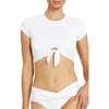 Robin Piccone Ava Knot Front Tee Bikini Top In White