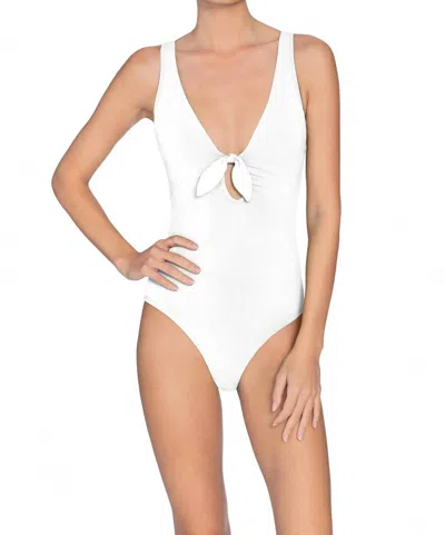 Robin Piccone Ava Knot One Piece Swimsuit In White