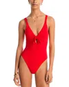Robin Piccone Ava Knotted One Piece Swimsuit - Exclusive In Fiery Red