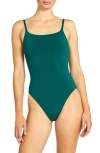 Robin Piccone Ava Lace-up One-piece Swimsuit In Malachite