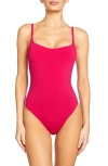 Robin Piccone Ava Lace-up One-piece Swimsuit In Rose