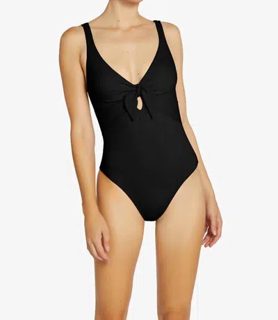 Robin Piccone Ava Plunge Tie-front One-piece Swimsuit In Black