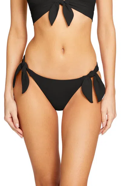 Robin Piccone Ava Side Tie Bikini Bottoms In Black