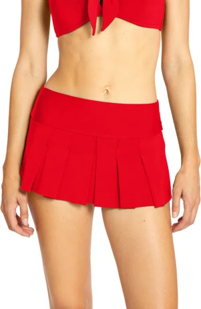 Robin Piccone Ava Skirted Bikini Bottoms In Red