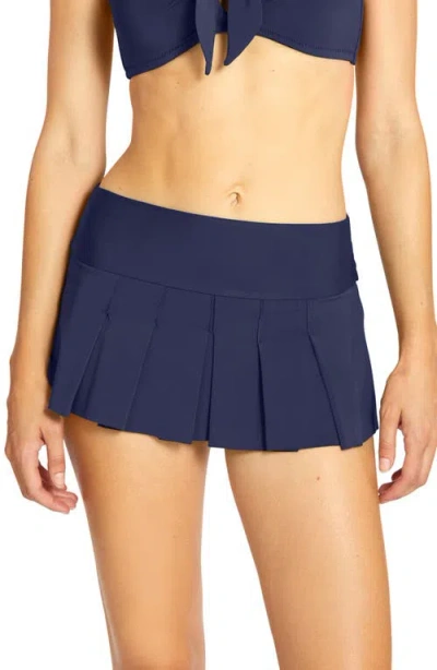 Robin Piccone Ava Skirted Bikini Bottoms In Blue