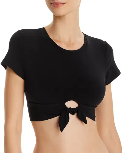 ROBIN PICCONE AVA SOLID CROPPED T-SHIRT BIKINI TOP,191709