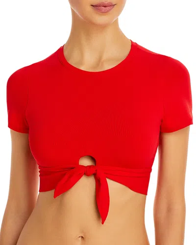 ROBIN PICCONE AVA SOLID CROPPED T-SHIRT BIKINI TOP