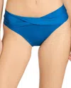 Robin Piccone Ava Solid Twist-front Bikini Bottom In Blue