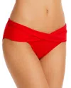 Robin Piccone Ava Solid Twist-front Bikini Bottom In Fiery Red