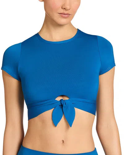 Robin Piccone Ava Swim Cropped Tee In Blue