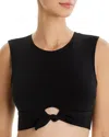 Robin Piccone Ava Longline Knot Front Bikini Top In Black