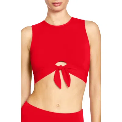 Robin Piccone Ava Tie Front Bikini Top In Red