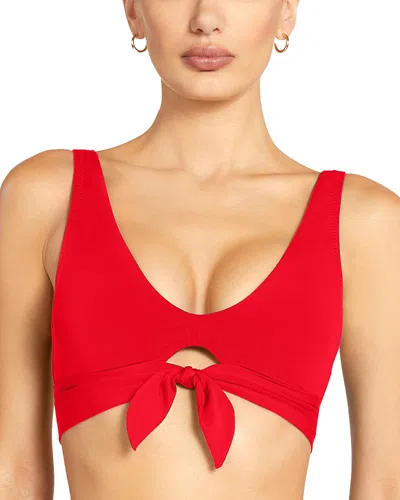 Robin Piccone Ava Tie Front Bikini Top In Red