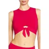 Robin Piccone Ava Tie Front Bikini Top In Rose