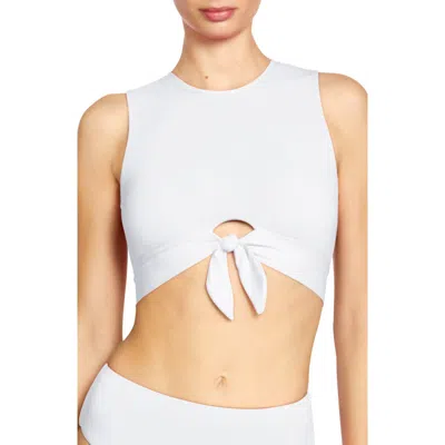 Robin Piccone Ava Tie Front Bikini Top In White