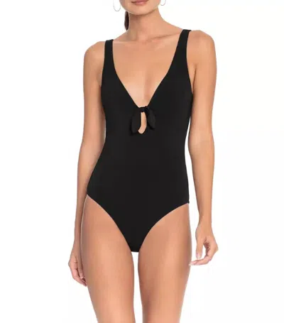 ROBIN PICCONE AVA TIE FRONT ONE-PIECE SWIMSUIT IN BLACK