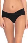 Robin Piccone Ava Solid Twist-front Bikini Bottom In Black
