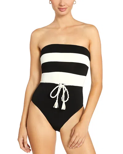 Robin Piccone Babe Bandeau One Piece Swimsuit In Black Combo